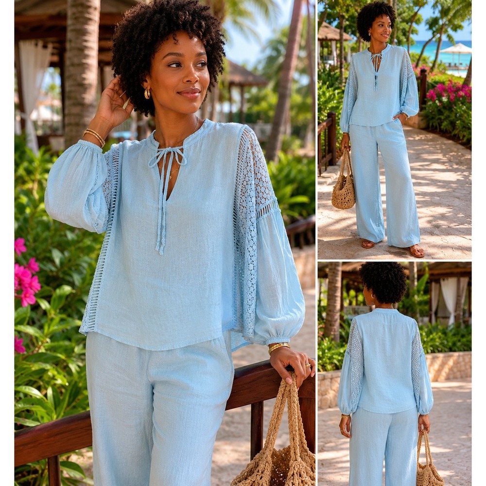 Etern Linen Tunic and Wide Leg Pant Set
